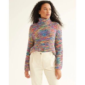 NWOT Reitmans sweater rainbow knit longsleeve oversized loose fit soft XXL mock